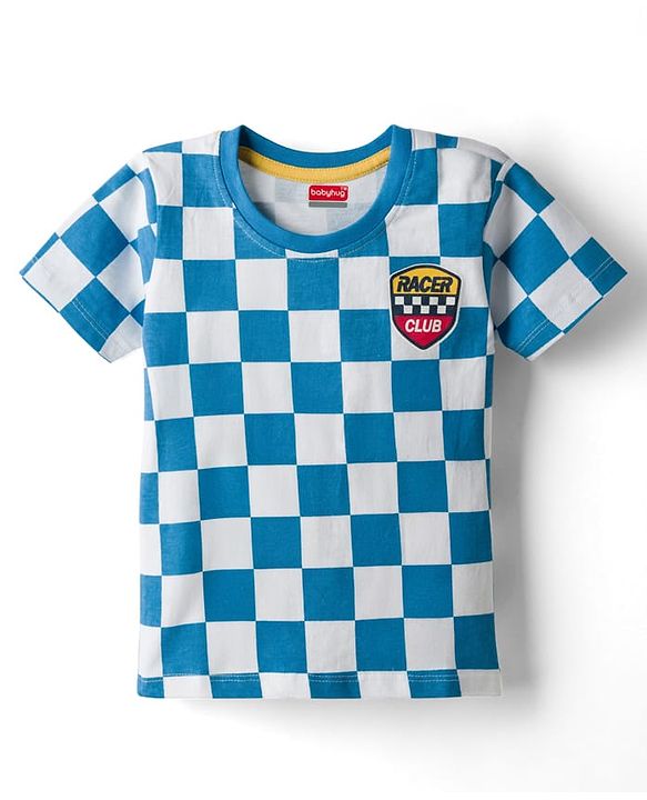 Babyhug Cotton Knit Half Sleeves T-Shirt with Racer Club Print - Multicolor