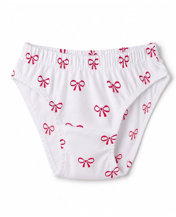 Babyhug 100% Cotton Knit Panties With Bow Print Pack of 3 - Red, Navy Blue & White
