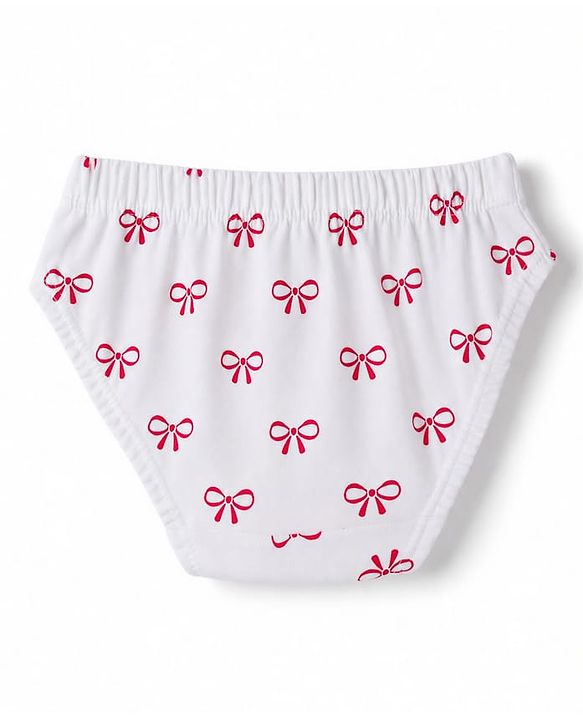 Babyhug 100% Cotton Knit Panties With Bow Print Pack of 3 - Red, Navy Blue & White