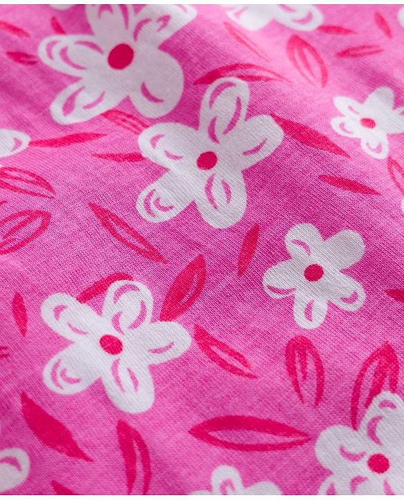 Pine Kids 100% Cotton Knit Sleeveless Floral Printed Top - Pink