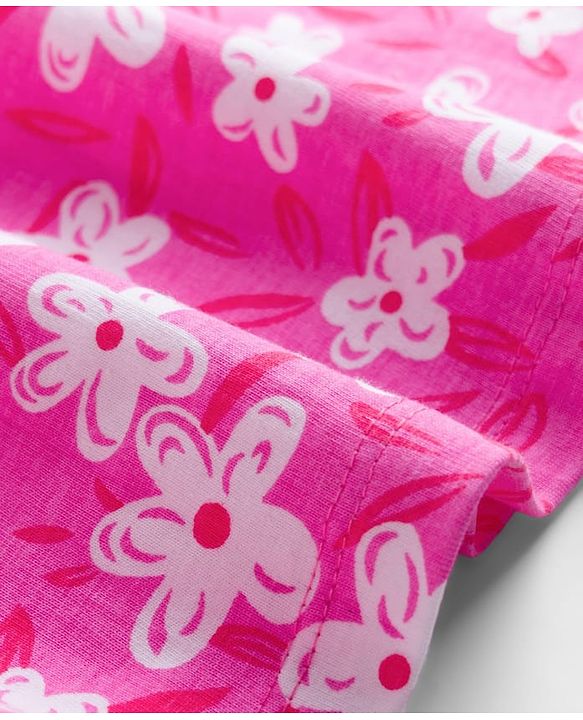 Pine Kids 100% Cotton Knit Sleeveless Floral Printed Top - Pink