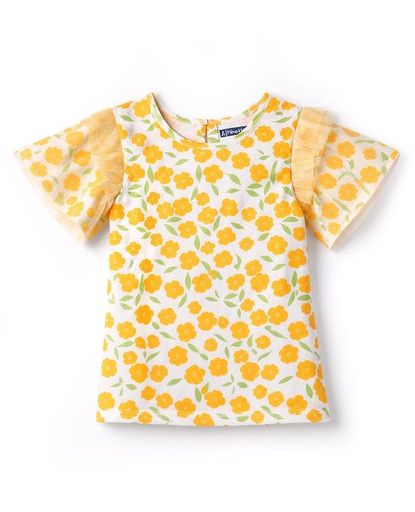 Pine Kids Cotton Knit Top Floral Print Multi Color 4-5 Years