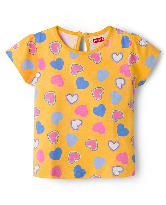Babyhug Cotton Knit Half Sleeves T-Shirts With Heart & Text Print Pack of 2 - Multcolor