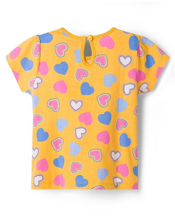 Babyhug Cotton Knit Half Sleeves T-Shirts With Heart & Text Print Pack of 2 - Multcolor
