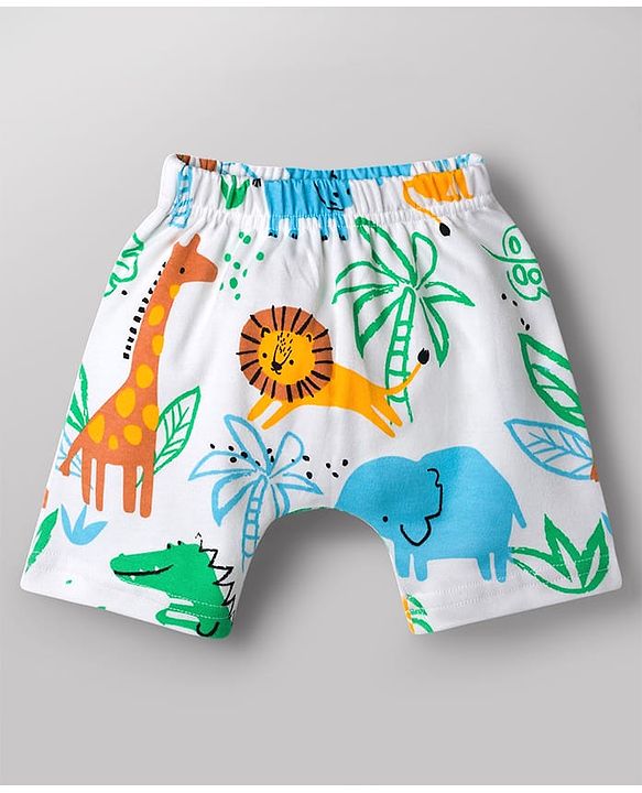 Babyhug Cotton Knit Half Sleeves Co-Ords T-Shirt & Shorts Night Suit Animal Print Pack of 2 - Multicolour