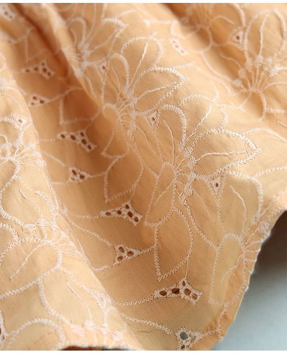 Babyhug Cotton Woven Frocks with Inner Tee Embroidered Beige 9-12 Months