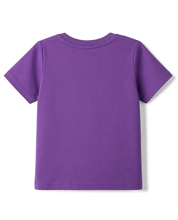 Babyhug 100% Cotton Knit Half Sleeves T-Shirt With Dino Print - Purple