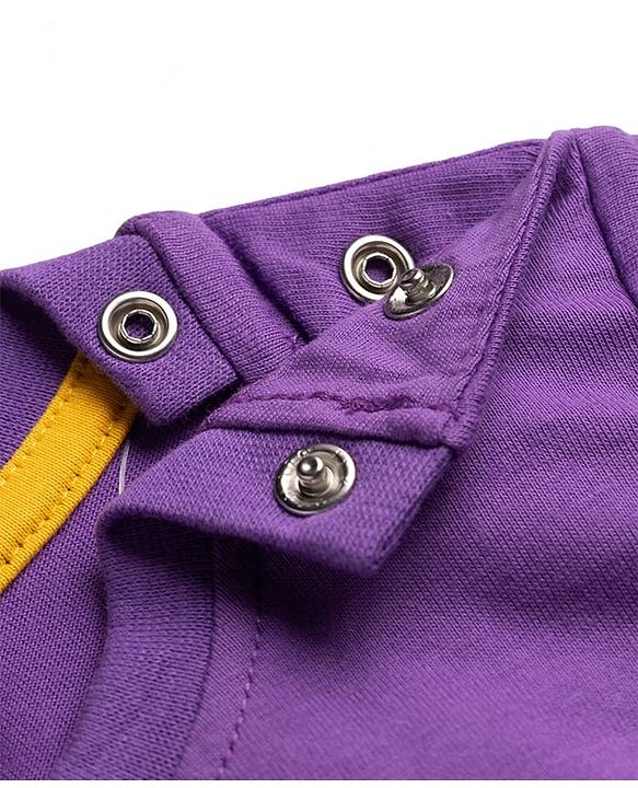 Babyhug 100% Cotton Knit Half Sleeves T-Shirt With Dino Print - Purple