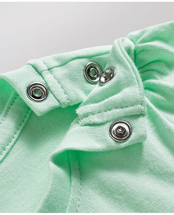 Babyhug Cotton Knit Half Sleeves T-Shirt & Capri Night Suit with Butterfly Print - Pink & Mint