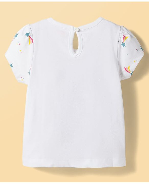 Babyhug Cotton Knit Half Sleeves T-Shirt & Capri Night Suit with Unicorn Print & Applique- Pink
