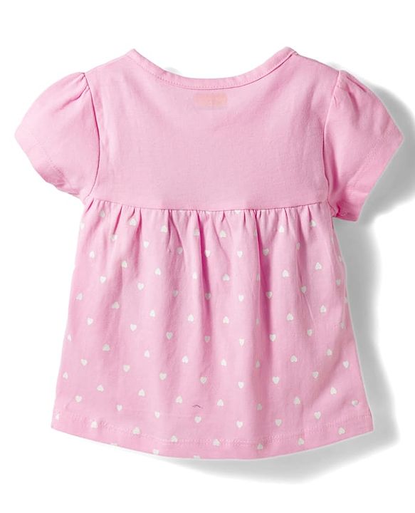 Babyhug Cotton Knit Half Sleeves Top & Capri Night Suit with Heart Print - Pink & Navy Blue