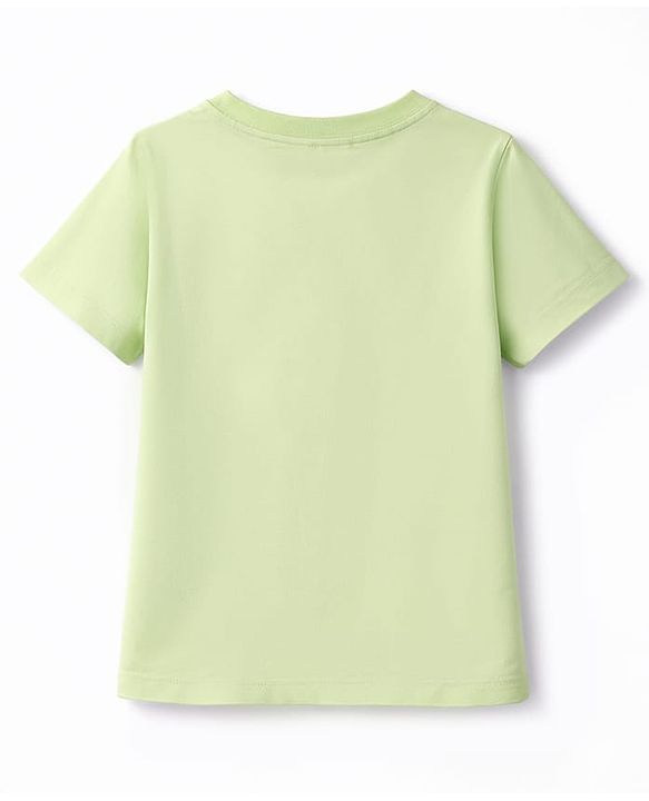Pine Kids Cotton Knit T-Shirt with Graphic Print Round Neck Half Sleeves Limegreen 4-5 Years