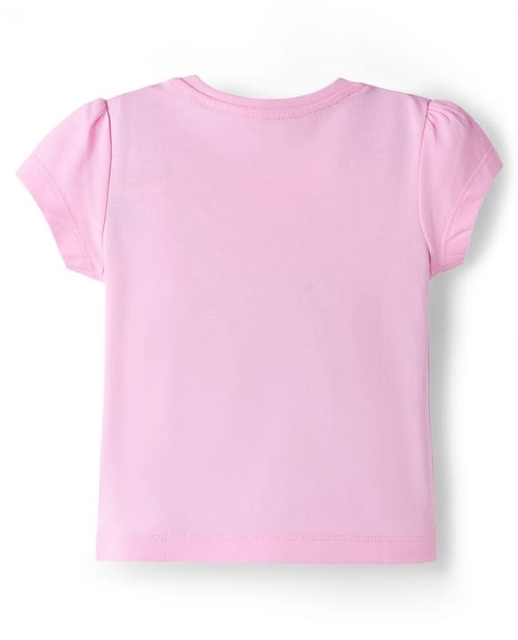 Babyhug 100% Cotton Knit Half Sleeves T-Shirt & Capri Night Suit With Kitty Print - Pink