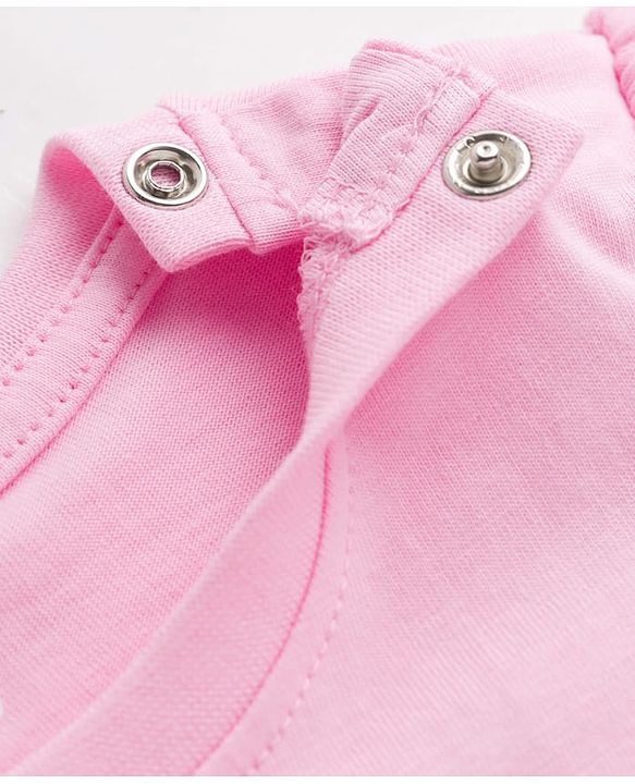 Babyhug 100% Cotton Knit Half Sleeves T-Shirt & Capri Night Suit With Kitty Print - Pink