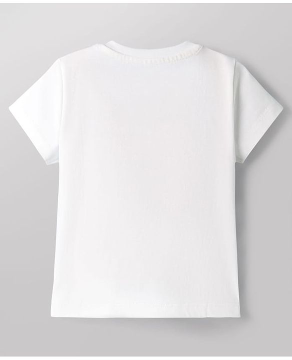 Babyhug Cotton Knit Half Sleeves T-Shirt & Shorts Night Suit with Floral & Snail Print - White