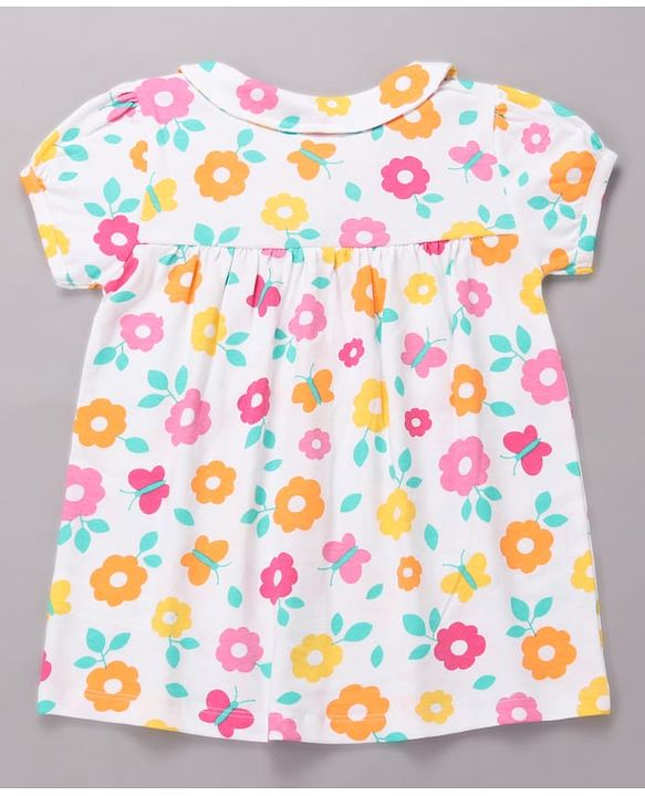 Babyhug Cotton Knit Half Sleeves Top & Shorts Co-ord Night Suit with Floral Print - Multicolor