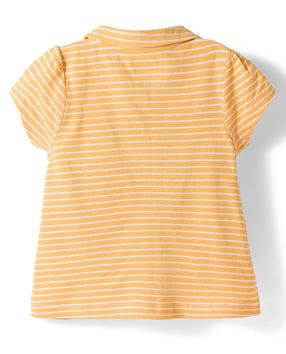 Babyhug Cotton Knit Half Sleeves Front Open Top & Shorts Night Suit Set - Orange
