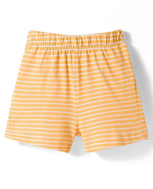 Babyhug Cotton Knit Half Sleeves Front Open Top & Shorts Night Suit Set - Orange