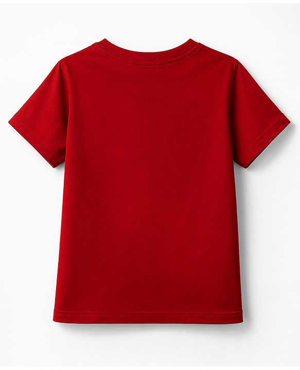 Pine Kids Cotton Knit T-Shirt Graphic Print Half Sleeves Round Neck Red 5-6 Years