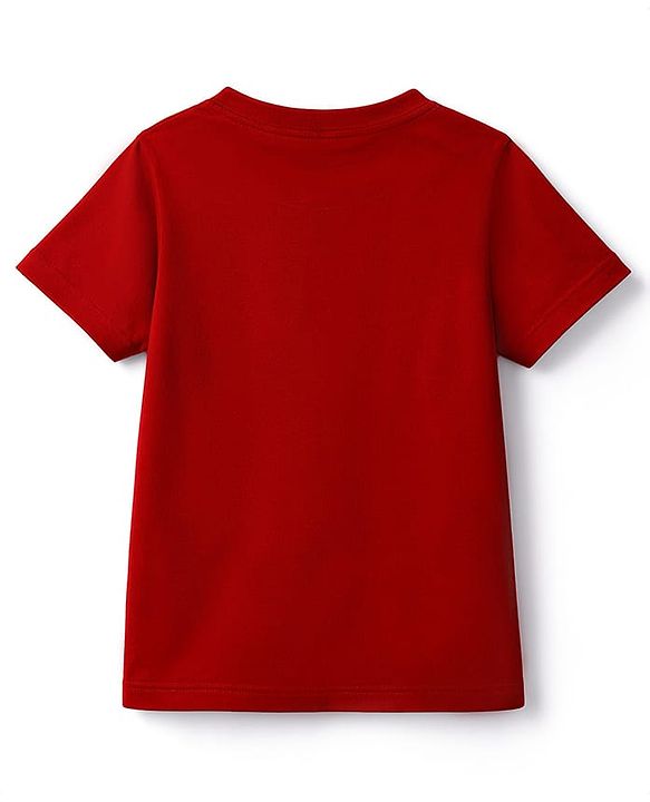 Pine Kids Cotton Knit T-Shirt Graphic Print Round Neck Half Sleeves Red 5-6 Years
