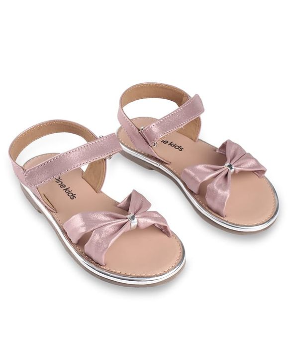 Pine Kids Velcro Closure Solid Sandal - Rose Gold