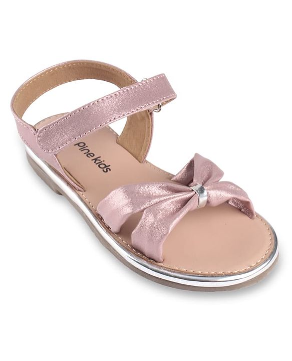 Pine Kids Velcro Closure Solid Sandal - Rose Gold