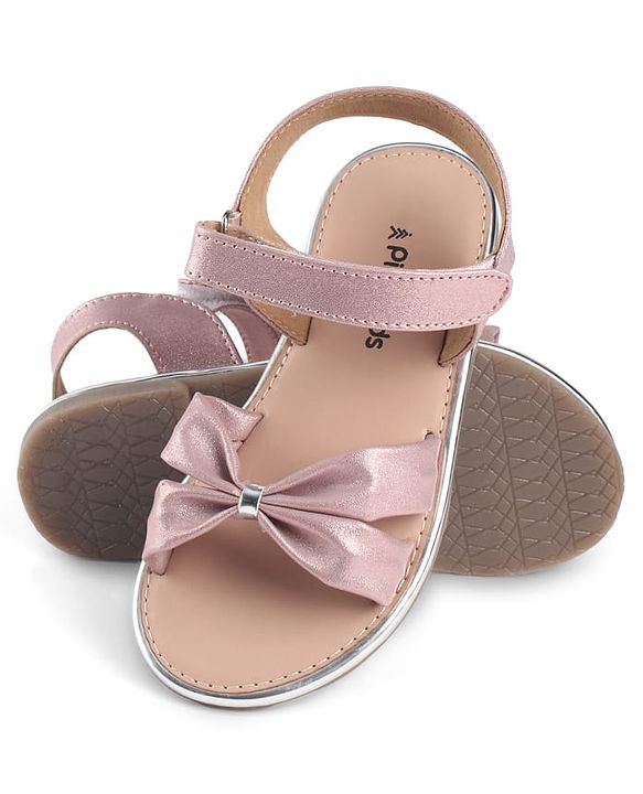 Pine Kids Velcro Closure Solid Sandal - Rose Gold