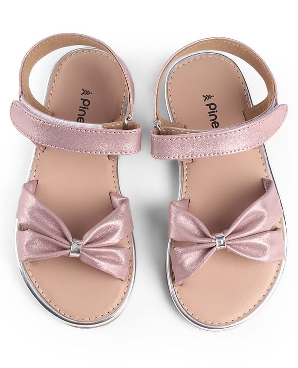 Pine Kids Velcro Closure Solid Sandal - Rose Gold