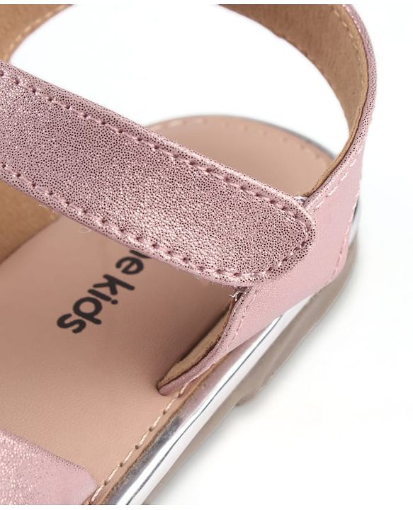 Pine Kids Velcro Closure Solid Sandal - Rose Gold