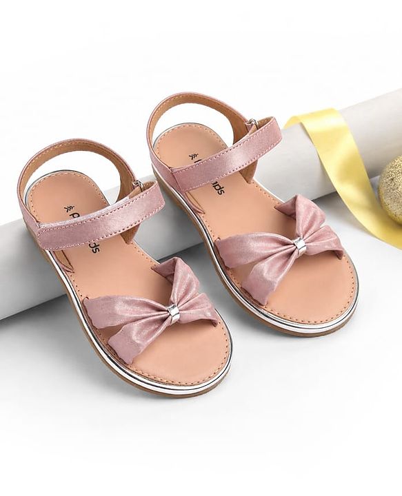 Pine Kids Velcro Closure Solid Sandal - Rose Gold