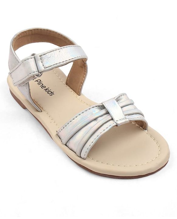 Pine Kids Slip-On Solid Sandals - Silver