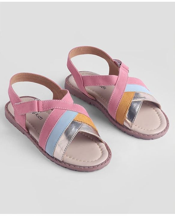 Pine Kids Solid Colour Velcro Closure Sandals - Pink