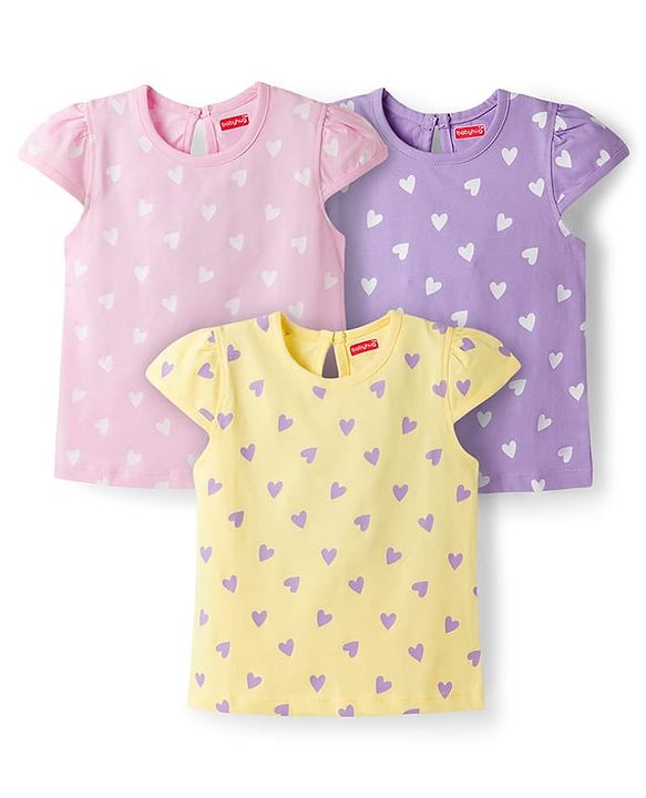 Babyhug Cotton Knit T-Shirts Half Sleeves with Graphics Pack of 3 Multi Color 2-3 Years