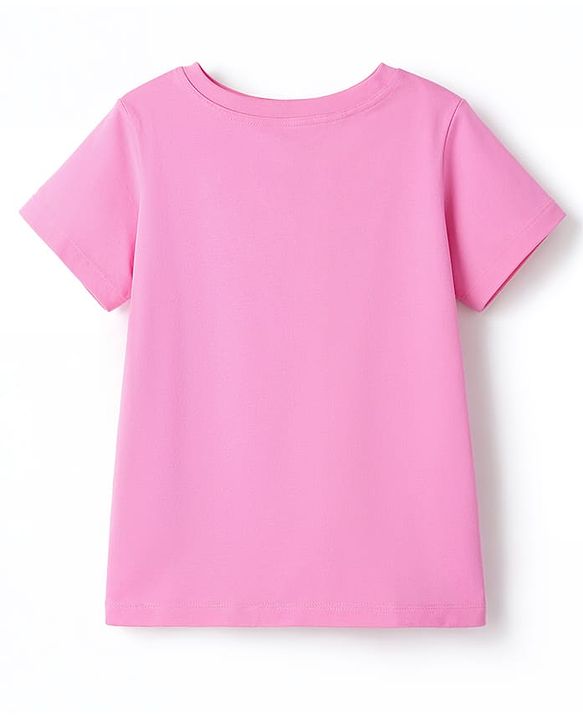 Pine Kids Cotton Knit T-Shirts Round Neck Half Sleeves Pink 4-5 Years