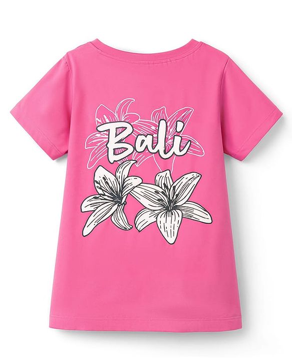 Pine Kids Cotton Knit T-Shirts Round Neck Half Sleeves Pink 4-5 Years