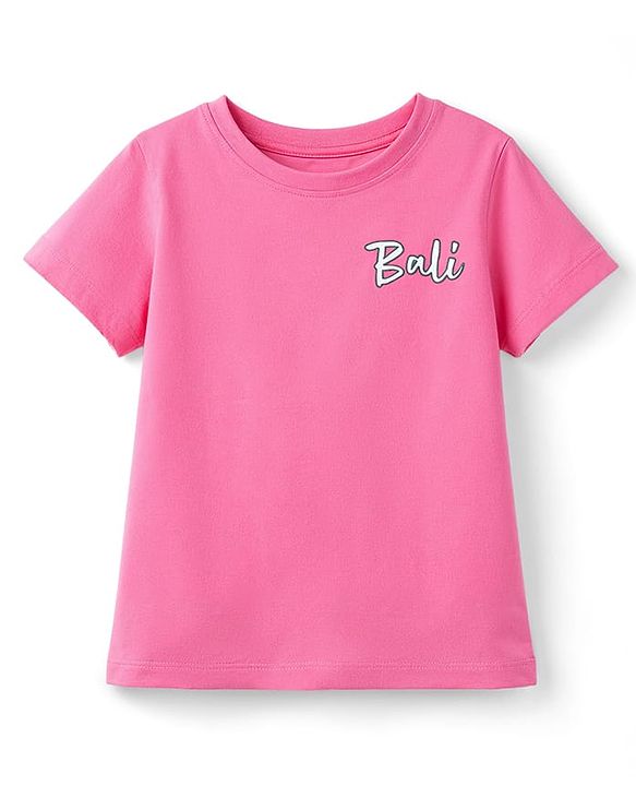 Pine Kids Cotton Knit T-Shirts Round Neck Half Sleeves Pink 4-5 Years