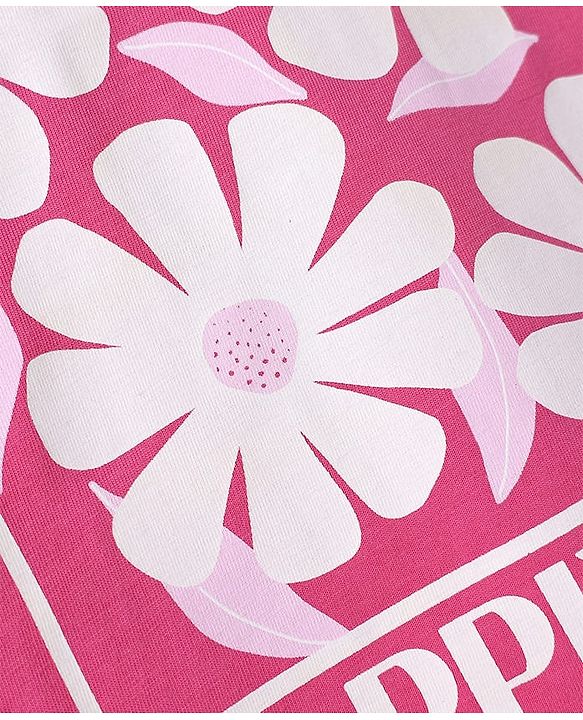 Pine Kids Cotton Knit T-Shirt Half Sleeves Round Neck Graphic Pink 4-5 Years