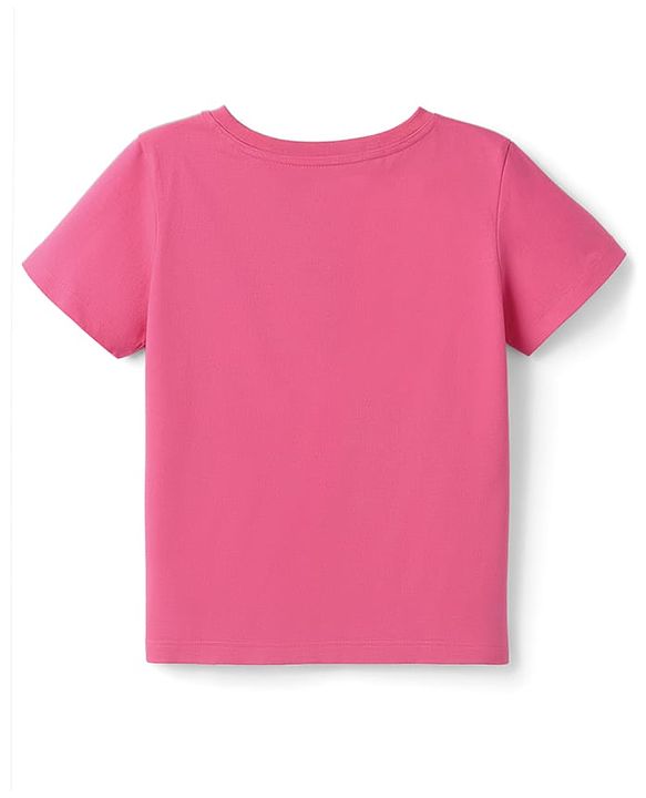 Pine Kids Cotton Knit T-Shirt Half Sleeves Round Neck Graphic Pink 4-5 Years