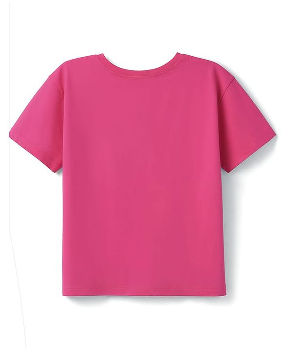 Pine Kids Cotton Knit T-Shirts Round Neck Half Sleeves Graphic Print Pink 4-5 Years