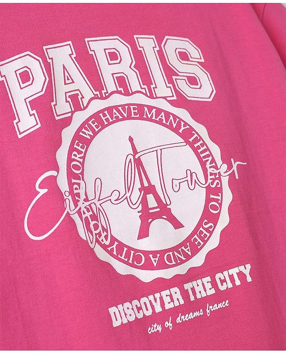 Pine Kids Cotton Knit T-Shirts Round Neck Half Sleeves Graphic Print Pink 4-5 Years