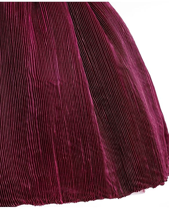 Babyhug Mesh Woven Sleeveless Sequinned Party Wear Frock With Bow Applique - Wine