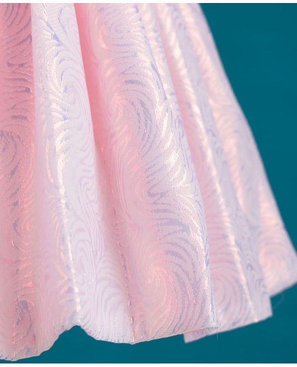 Babyhug Mesh Woven Sleeveless Shimmer Party Dress With Bow Applique - Pink