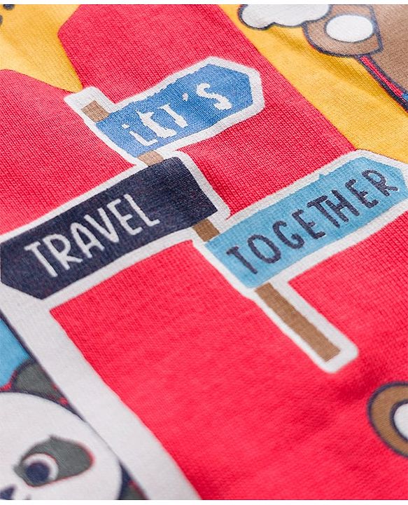 Babyhug 100% Cotton Knit Sleeveless Striped Nautical Theme & Bear Printed Tank T-Shirts Pack of 3 - Multicolour