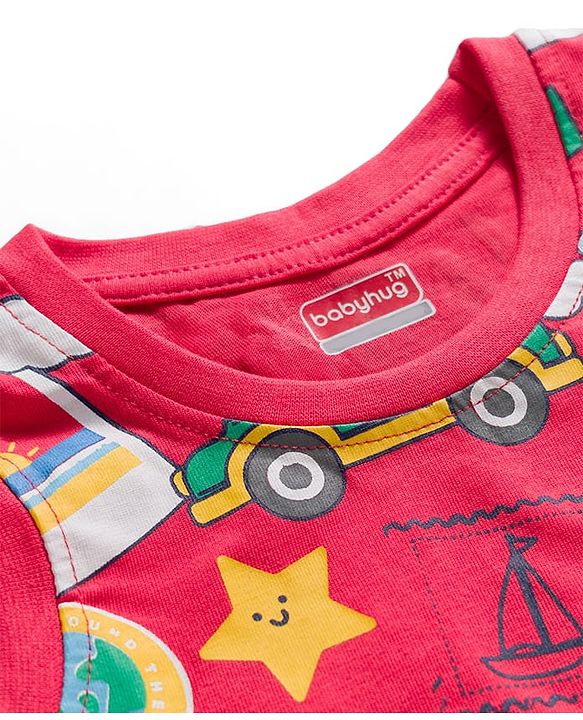 Babyhug 100% Cotton Knit Sleeveless Striped Nautical Theme & Bear Printed Tank T-Shirts Pack of 3 - Multicolour