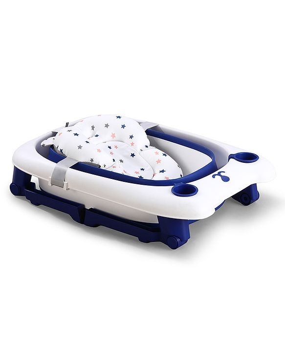 Babyhug 2-in-1 Foldable Baby Bath Tub with Bathing Chair & Soft Cushion - Red| Anti-Slip Base| Space-Saving Design| Comfortable & Safe for Newborns to Toddlers| 0-3 Years