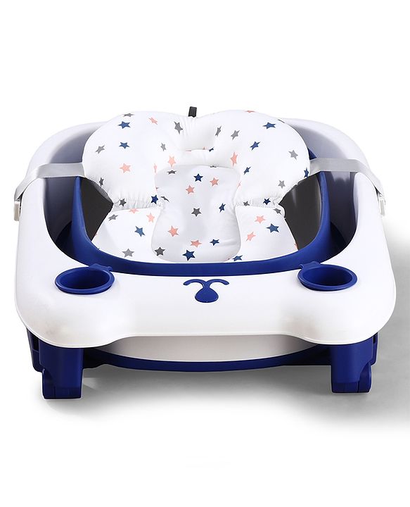 Babyhug 2-in-1 Foldable Baby Bath Tub with Bathing Chair & Soft Cushion - Red| Anti-Slip Base| Space-Saving Design| Comfortable & Safe for Newborns to Toddlers| 0-3 Years