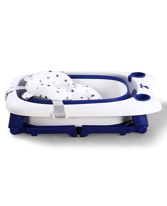 Babyhug 2-in-1 Foldable Baby Bath Tub with Bathing Chair & Soft Cushion - Red| Anti-Slip Base| Space-Saving Design| Comfortable & Safe for Newborns to Toddlers| 0-3 Years