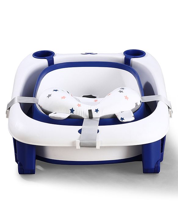 Babyhug 2-in-1 Foldable Baby Bath Tub with Bathing Chair & Soft Cushion - Red| Anti-Slip Base| Space-Saving Design| Comfortable & Safe for Newborns to Toddlers| 0-3 Years