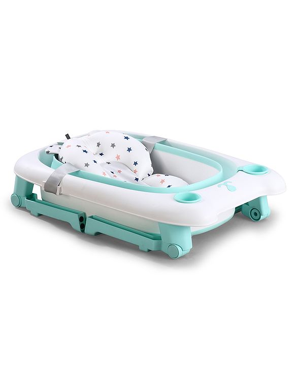 Babyhug 2-in-1 Foldable Baby Bath Tub with Bathing Chair & Soft Cushion - Red| Anti-Slip Base| Space-Saving Design| Comfortable & Safe for Newborns to Toddlers| 0-3 Years