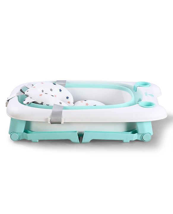 Babyhug 2-in-1 Foldable Baby Bath Tub with Bathing Chair & Soft Cushion - Red| Anti-Slip Base| Space-Saving Design| Comfortable & Safe for Newborns to Toddlers| 0-3 Years
